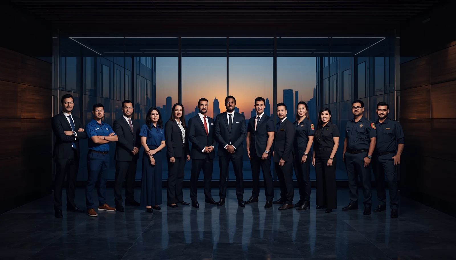 A diverse professional team pictured in the INJAZ J company profile.