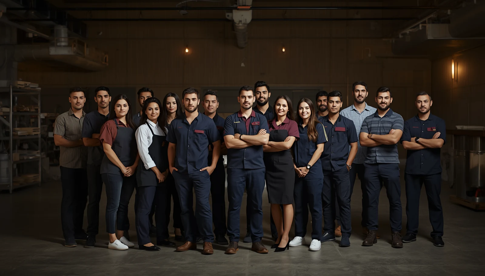 A mixed workforce pictured in the company profile.